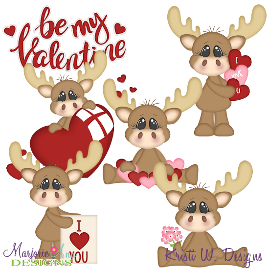 Valentine Moose SVG Cutting Files Includes Clipart - Click Image to Close